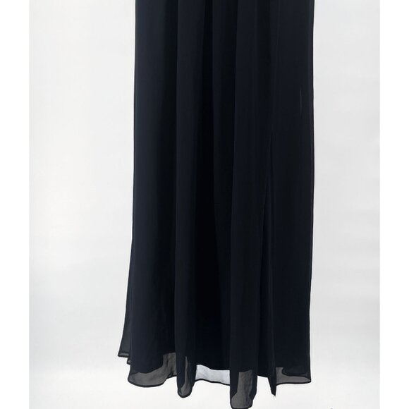 Adrianna Papell Chiffon One Shoulder Maxi Dress Gown Pleated Navy Blue 14 - Picture 9 of 14